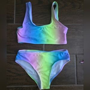 Kids Rainbow Ombre Two-Piece Swim Set - Multicolor